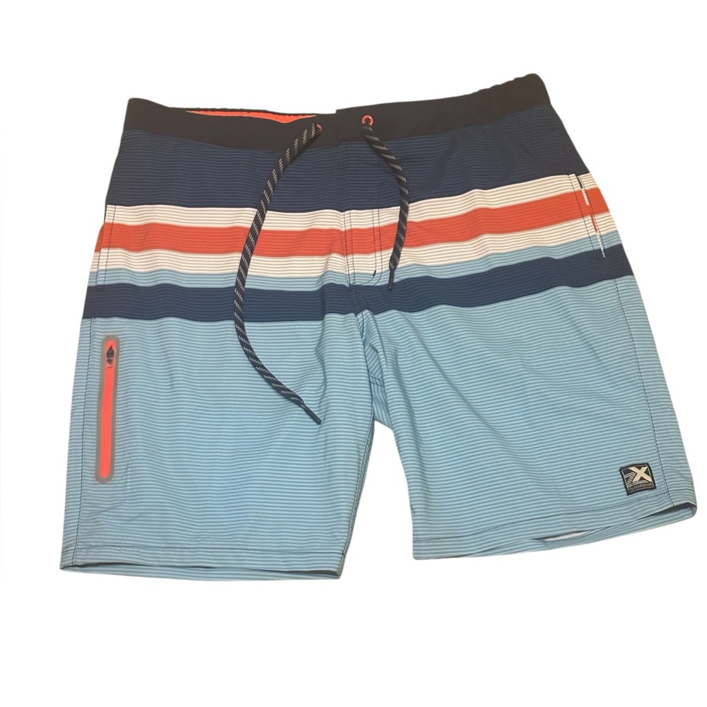 ZeroXposur Light Blue Striped Swim Shorts Size L NWT